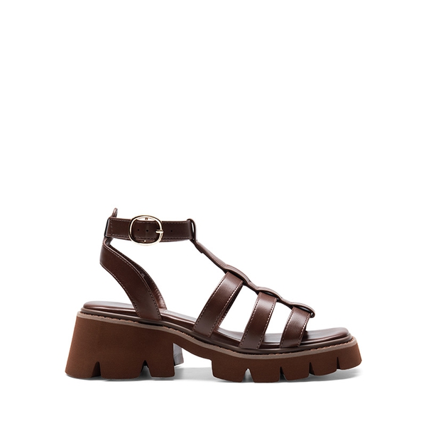 Rugged Lug Platform Sandals - BROWN - 3